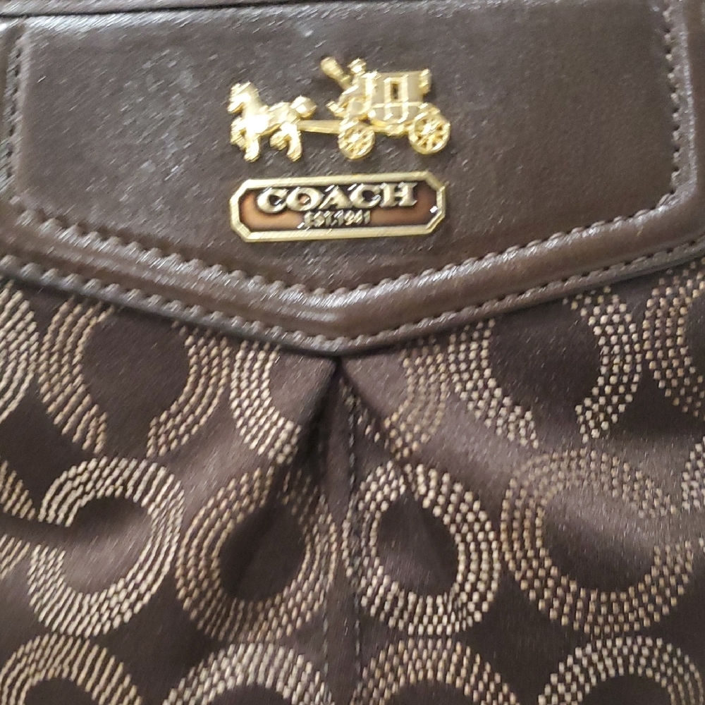 Coach Madison Chocolate Brown Signature Messenger Crossbody  Bag - Picture 7 of 10